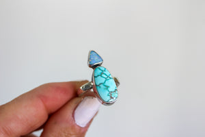 Coober Pedy Opal & Lone Mountain Turquoise Ring- Size 7.25