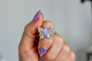 Crescent Wings Australian Wood Opal Ring Size- 7.25