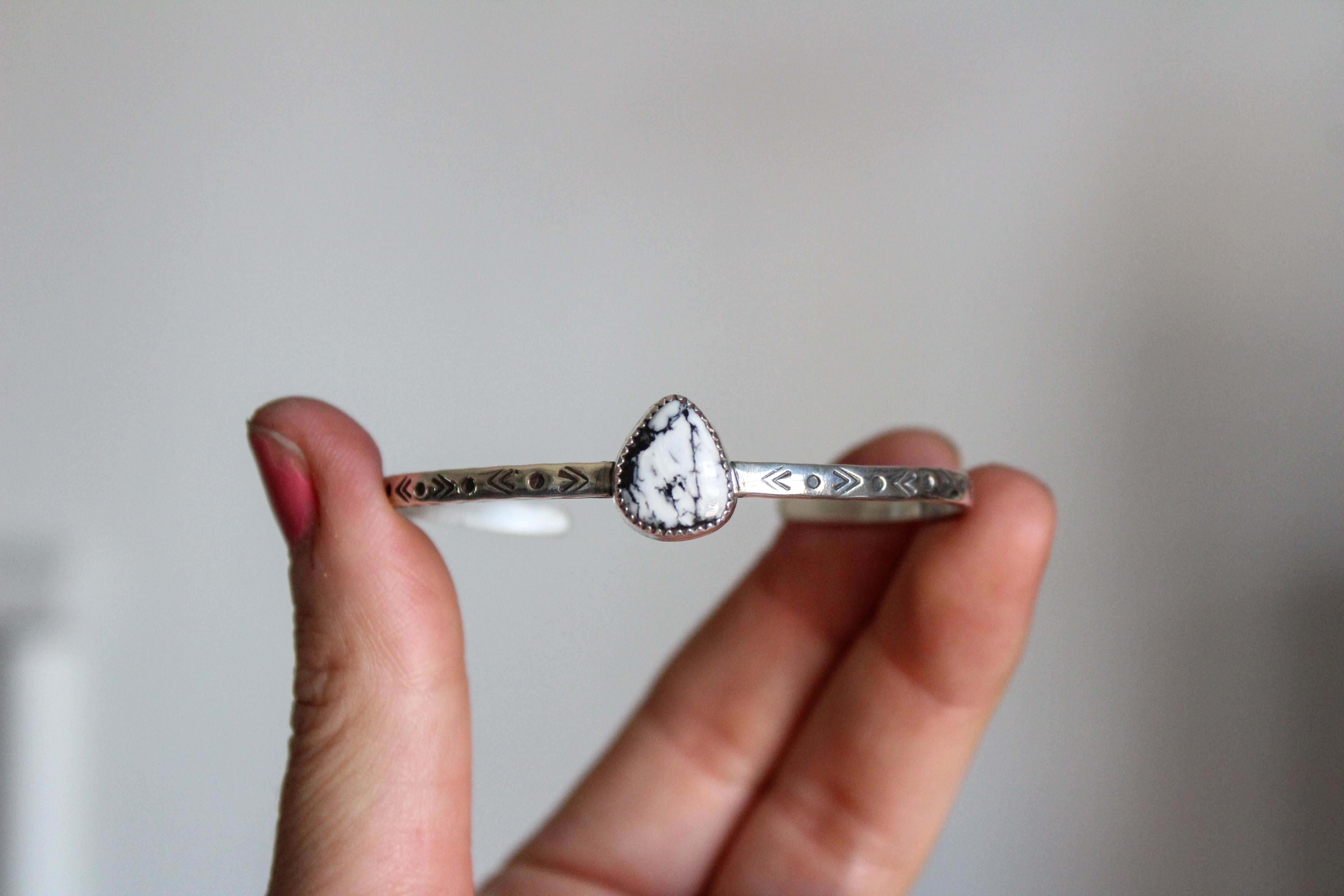 White Buffalo Stamped Cuff