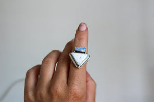 White Buffalo & Australian Opal Doublet Ring- Size 8.75
