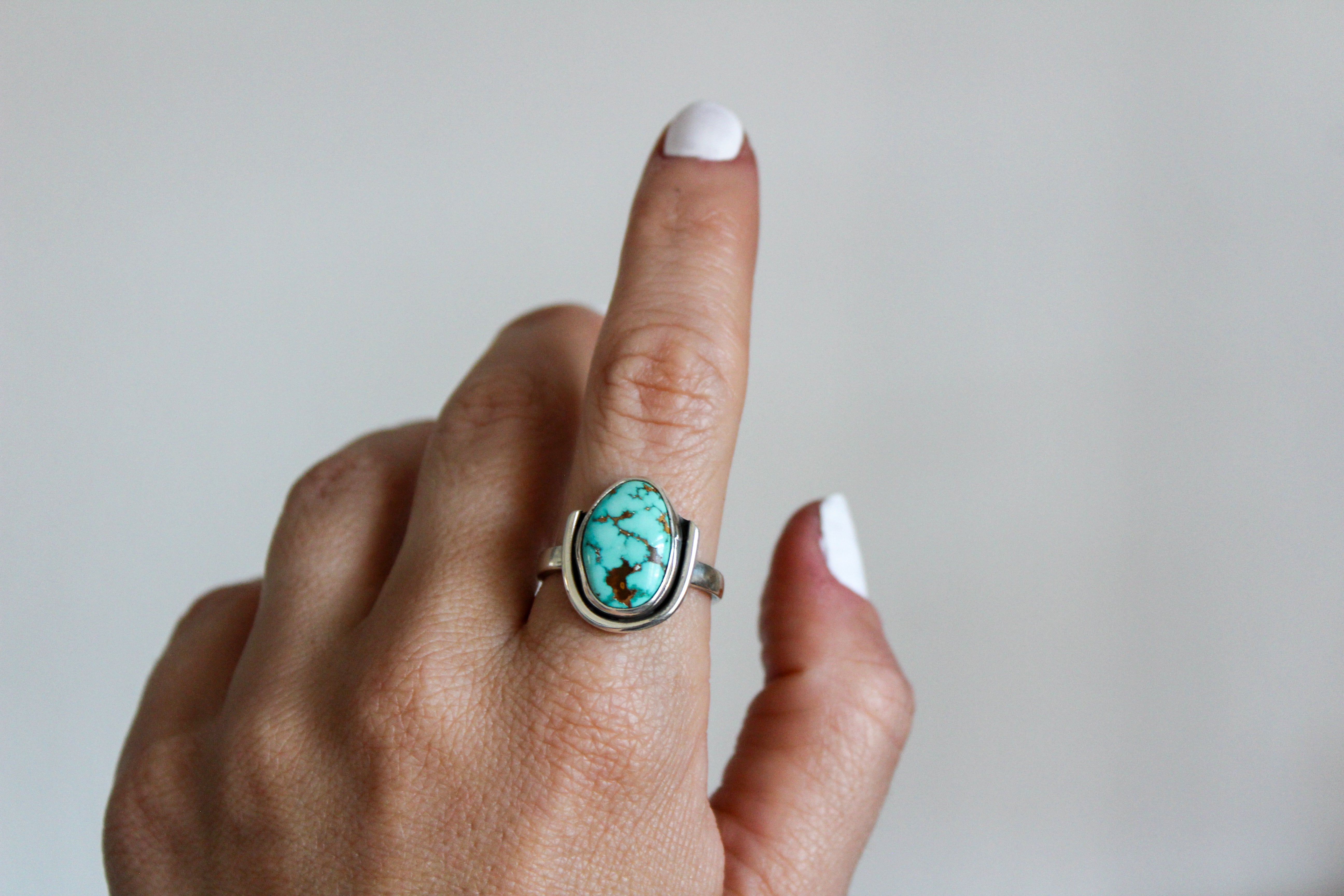 Kingman Turquoise Ravine Ring Size-10.25