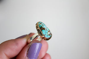 Royston Turquoise 14k Gold Mixed Metals Ring- Size 6.5