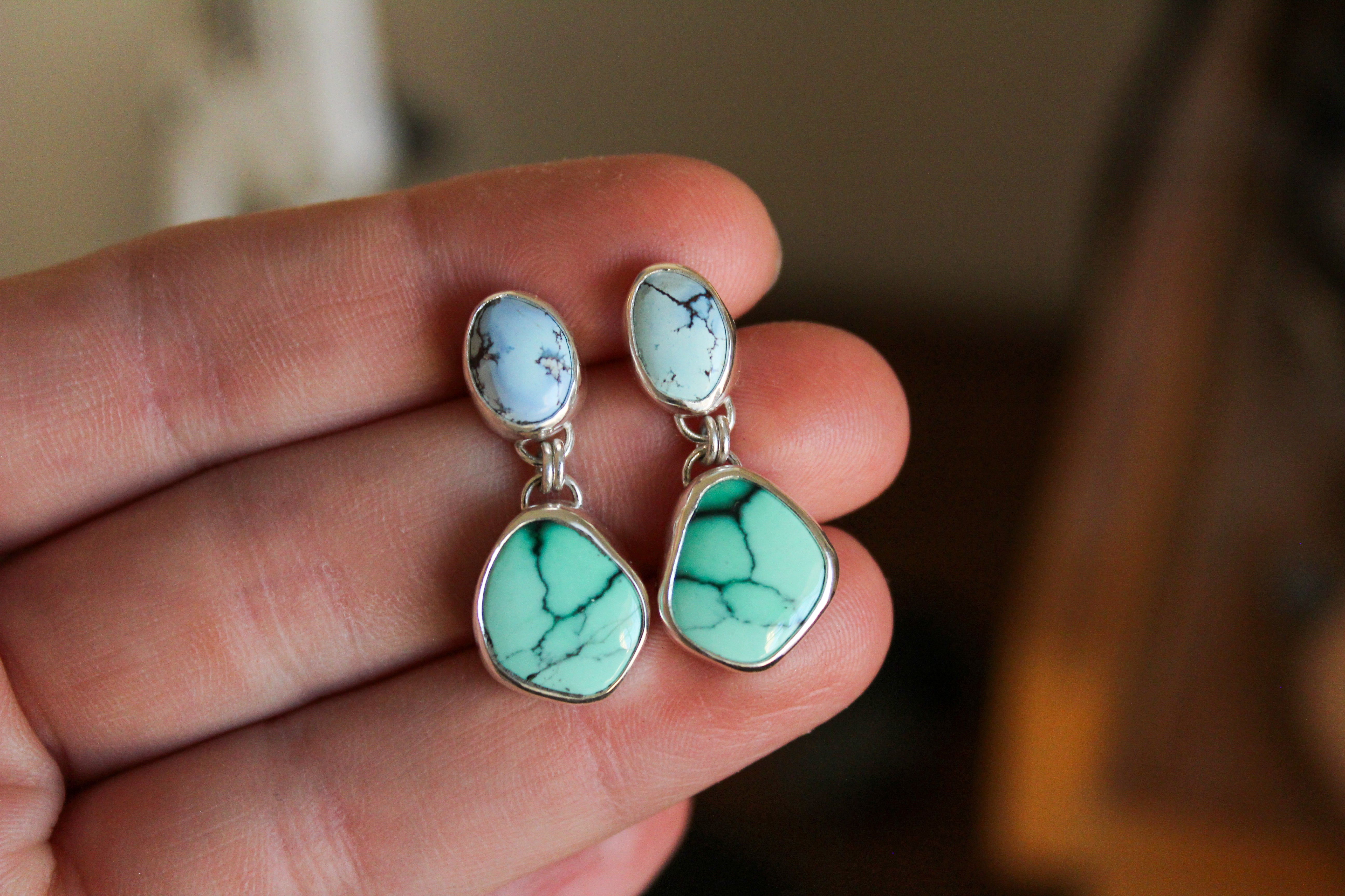 Golden Hills & Desert Rose Turquoise Statement Earrings