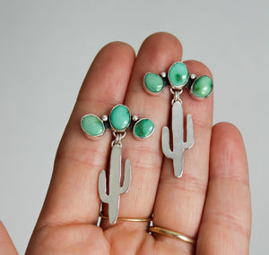 Emerald Valley Turquoise Sterling Saguaro Earrings