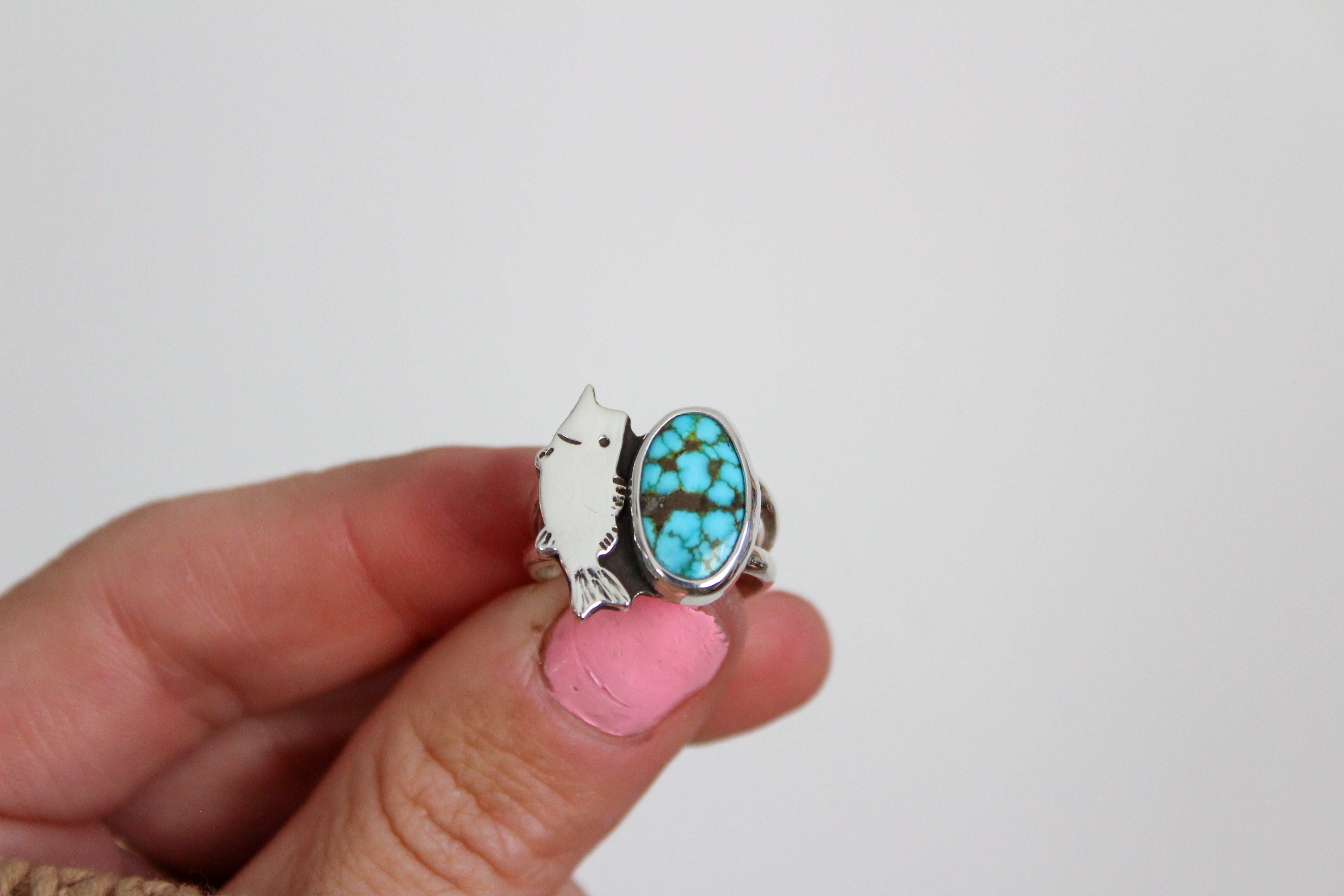 Kingman Turquoise Bass Ring- Size 7