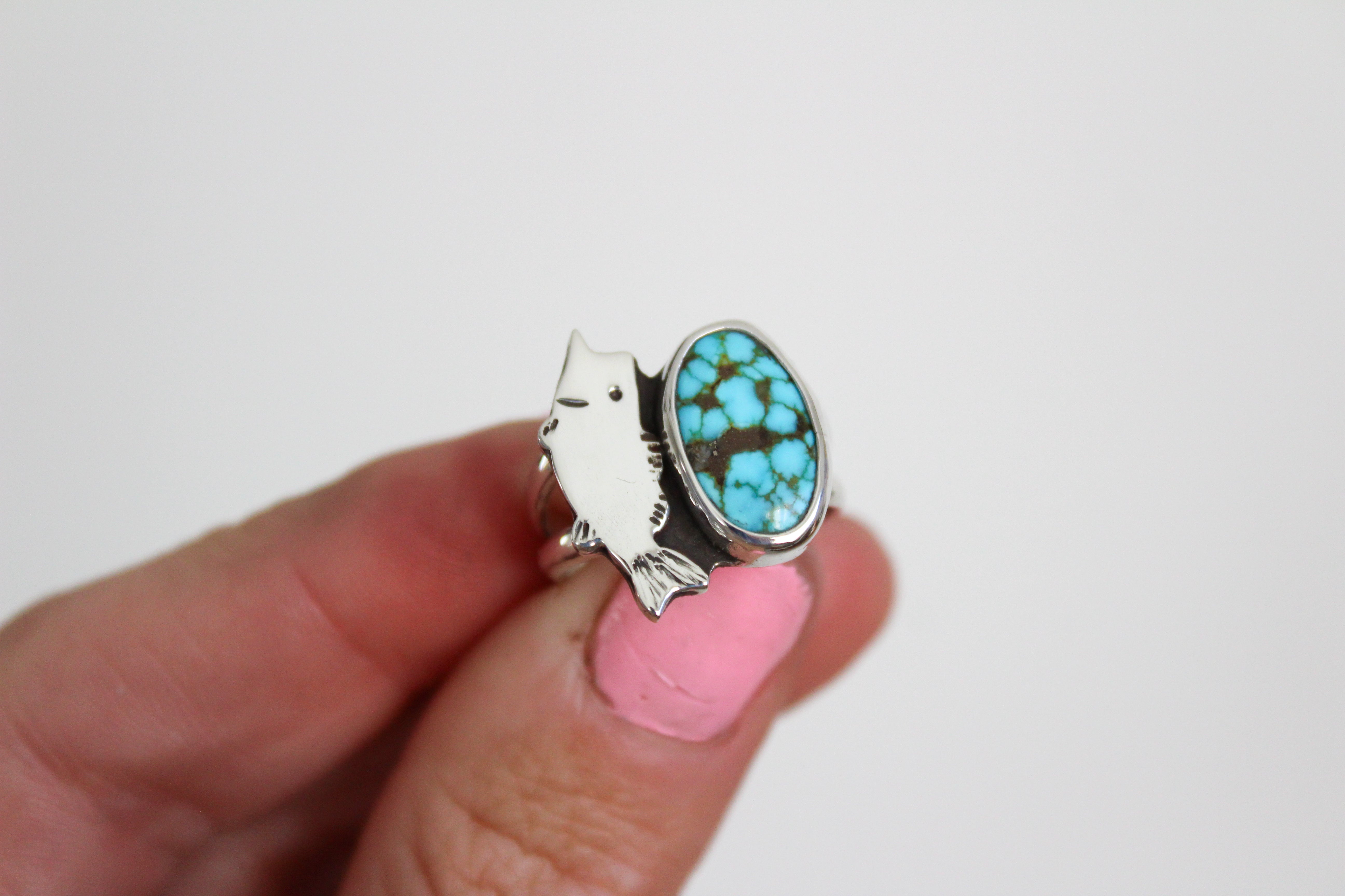 Kingman Turquoise Bass Ring- Size 7