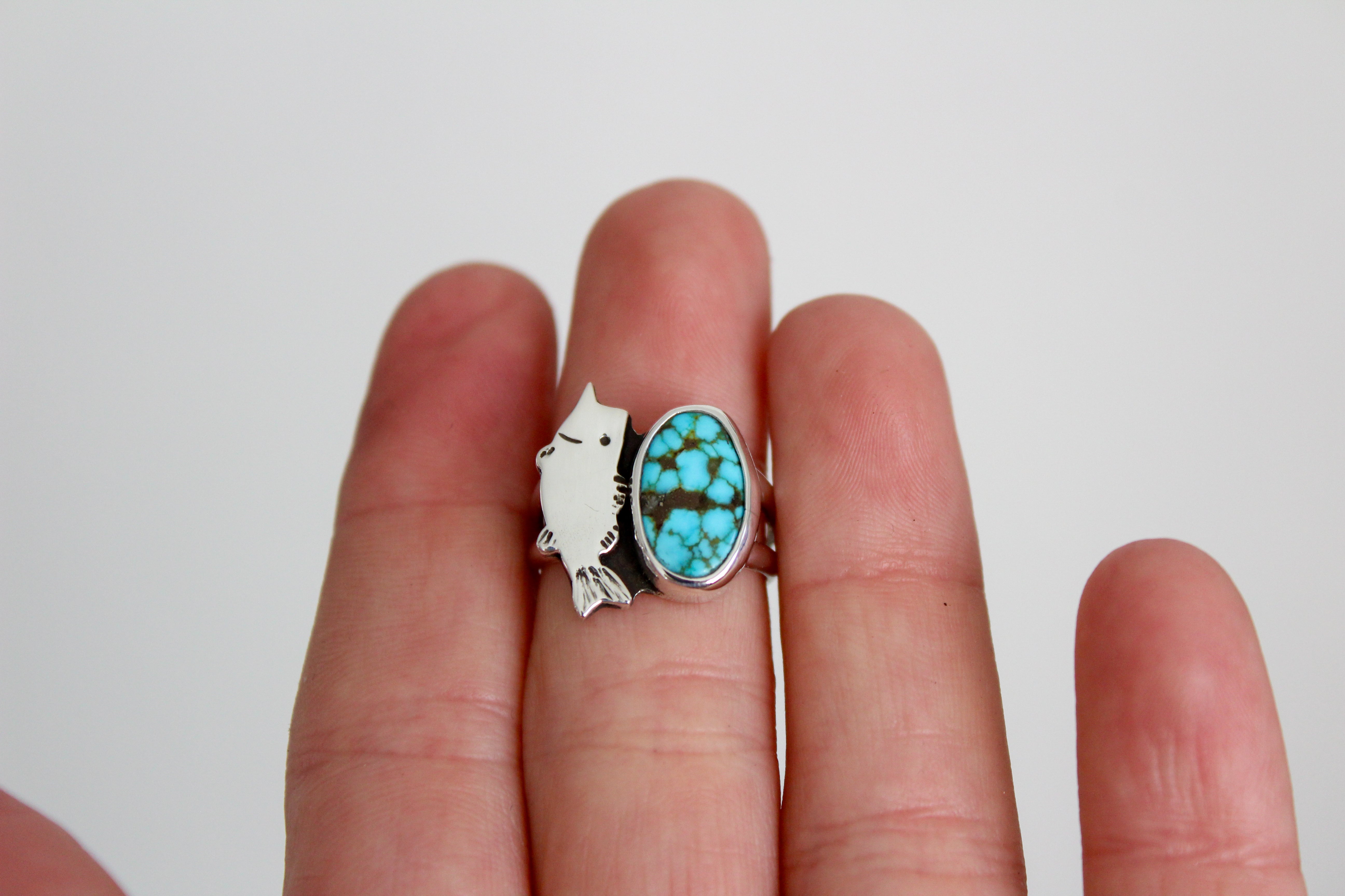 Kingman Turquoise Bass Ring- Size 7