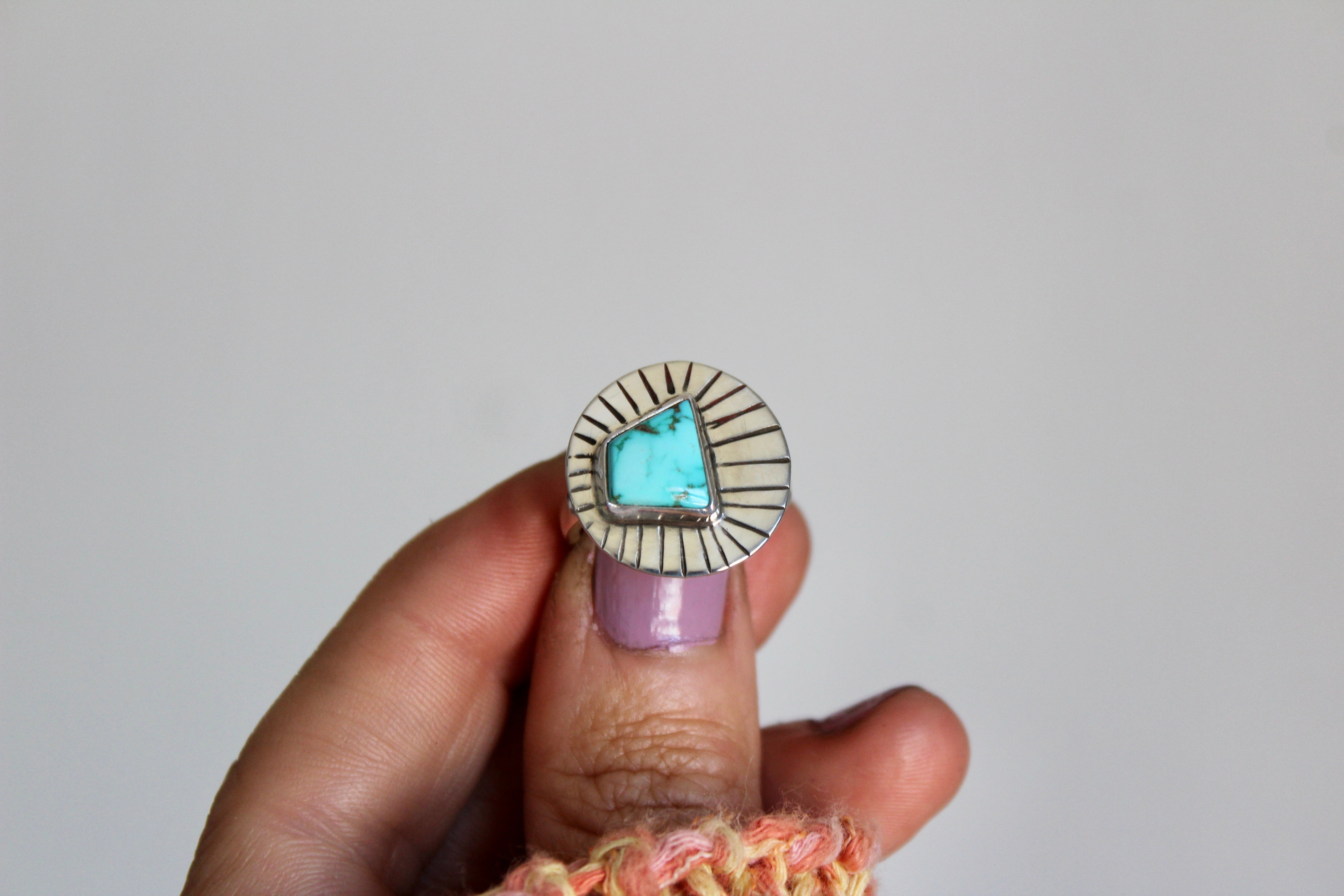 Kingman Turquoise Wizard Island Ring- Size 7