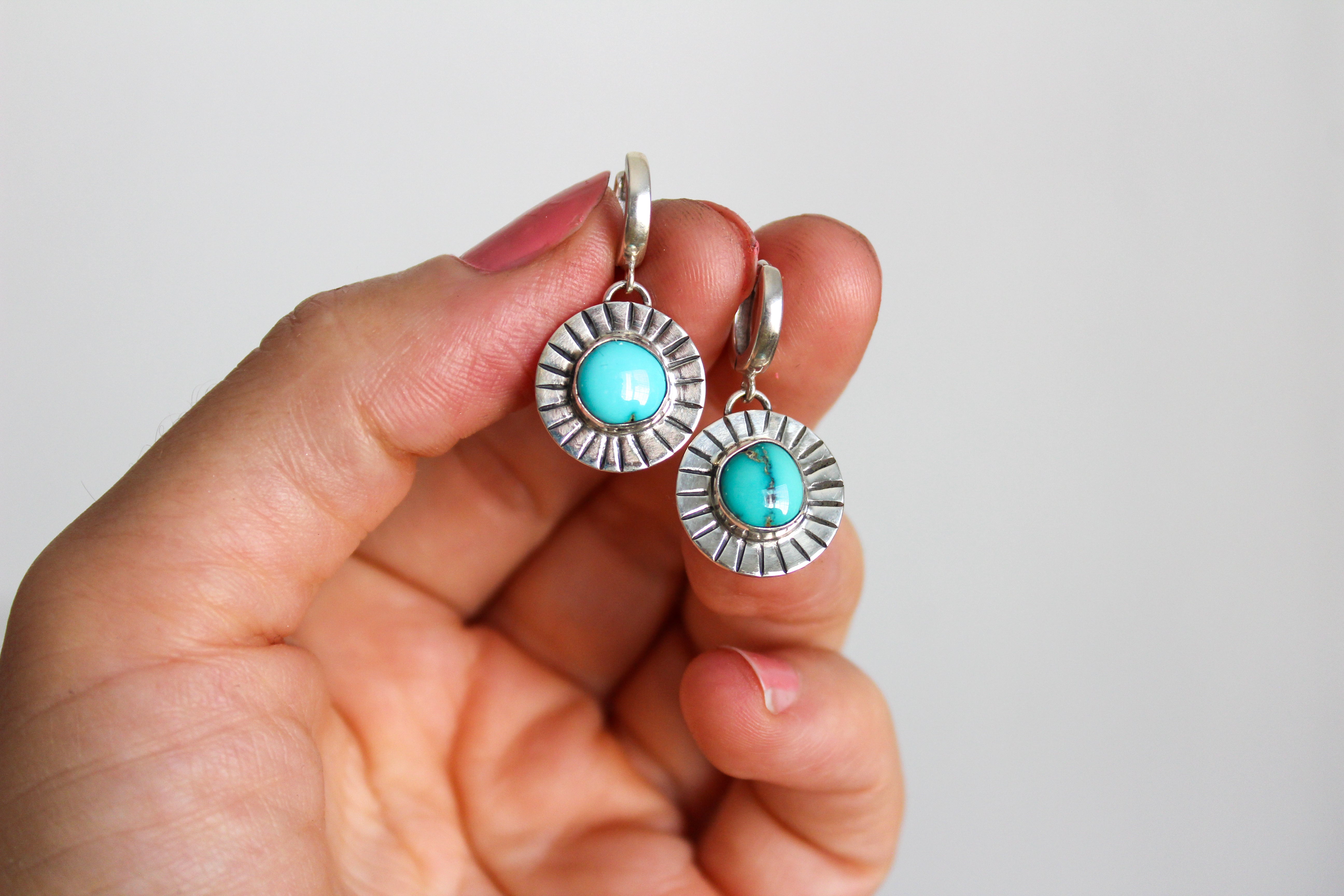 Kingman Turquoise Wizard Island Mini Hoops
