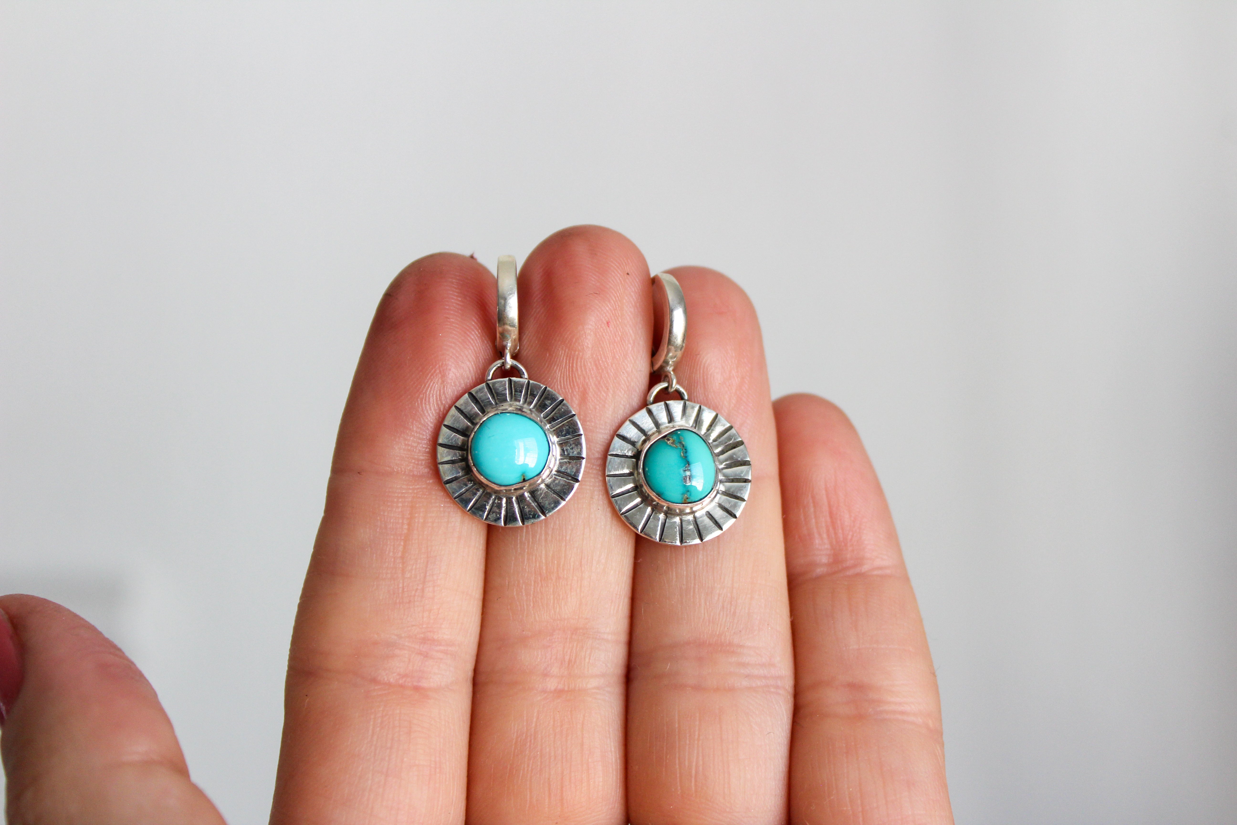 Kingman Turquoise Wizard Island Mini Hoops